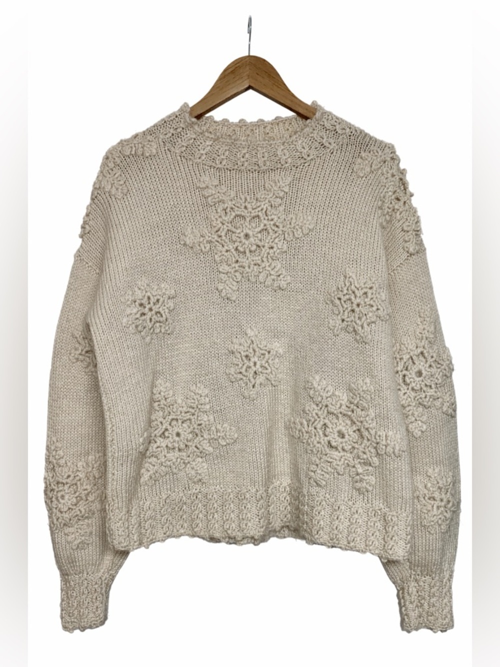 Handmade Chunky Knit Floral Textured Cottagecore Sweater